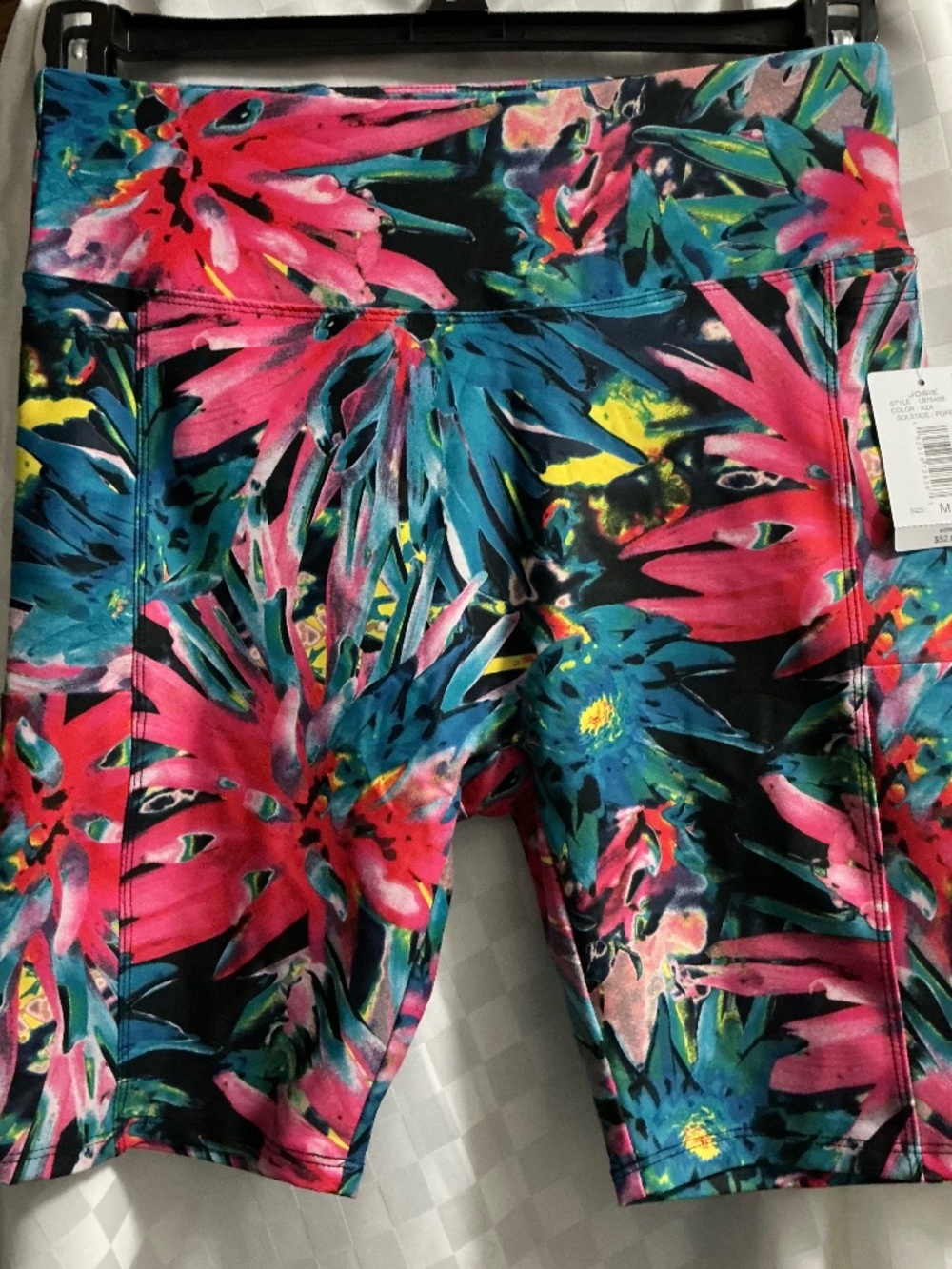 Josie Natori “Solstice Poppy” print bike shorts, sz. Med. NWT
